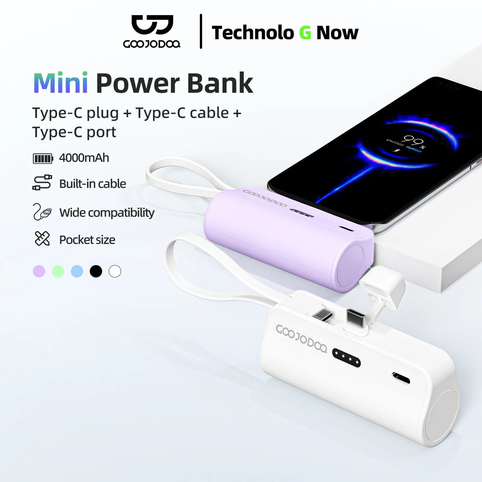 GOOJODOQ Official AD4031 4000mAh Mini Power Bank | Travel Essential